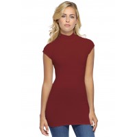 T-shirt long col montant et petites manches capes en modal PENNY07
