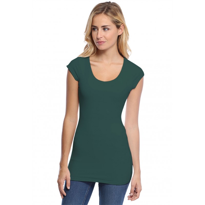 T-shirt long col rond manches courtes capes en modal ZAZA07 T-shirt long col rond manches courtes capes en modal ZAZA07