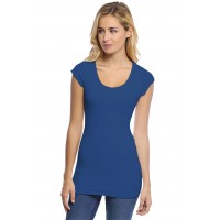 T-shirt long col rond manches courtes capes en modal ZAZA07