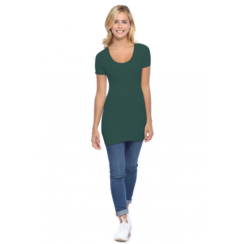 T-shirt long col rond manches courtes en modal ZAZA08 T-shirt long col rond manches courtes en modal ZAZA08