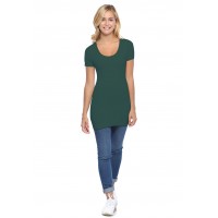T-shirt long col rond manches courtes en modal ZAZA08