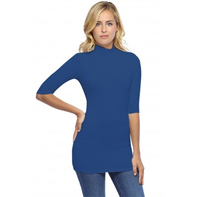 Tee-shirt long col montant et manches 3-4 en modal PENNY09