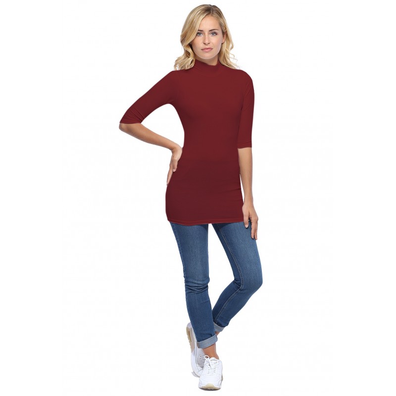 Tee-shirt long col montant et manches 3-4 en modal PENNY09 Tee-shirt long col montant et manches 3-4 en modal PENNY09