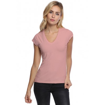 T-shirt col V manches courtes capes en modal JUNE02
