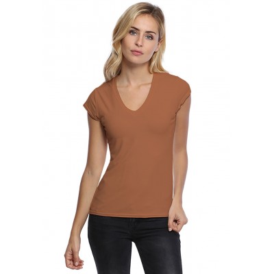 T-shirt col V manches courtes capes en modal JUNE02