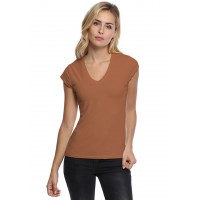 T-shirt col V manches courtes capes en modal JUNE02
