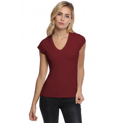 T-shirt col V manches courtes capes en modal JUNE02