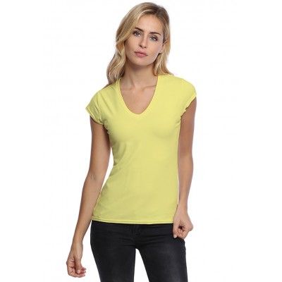T-shirt col V manches courtes capes en modal JUNE02