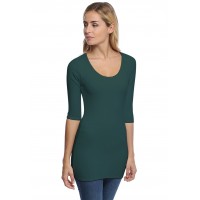 T-shirt long col rond doublé devant manches 3-4 en modal ZAZA09