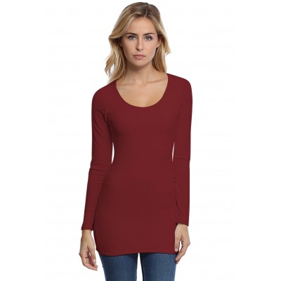 T-shirt long col rond doublé devant manches longues en modal ZAZA10