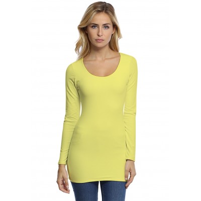 T-shirt long col rond doublé devant manches longues en modal ZAZA10