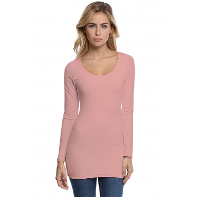 T-shirt long col rond doublé devant manches longues en modal ZAZA10