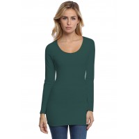 T-shirt long col rond doublé devant manches longues en modal ZAZA10