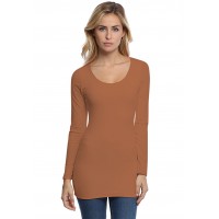 T-shirt long col rond doublé devant manches longues en modal ZAZA10