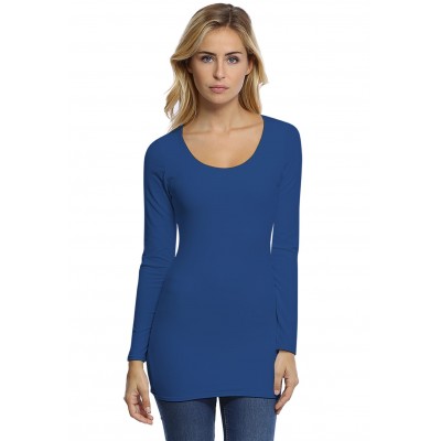 T-shirt long col rond doublé devant manches longues en modal ZAZA10