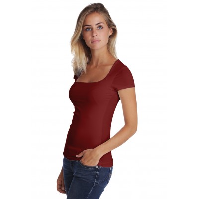 T-shirt col carré doublé devant manches courtes en modal CLARA02