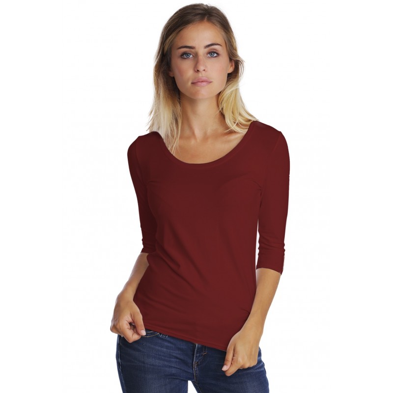 T-shirt col rond manches 3-4 en modal JOE04 T-shirt col rond manches 3-4 en modal JOE04