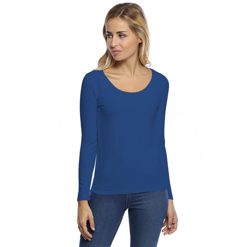 T-shirt col rond bande rapportée manches longues en modal JOE05 T-shirt col rond bande rapportée manches longues en modal JOE05