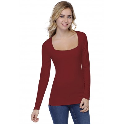 T-shirt col carré doublé devant manches longues CLARA05