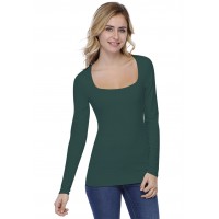 T-shirt col carré doublé devant manches longues CLARA05