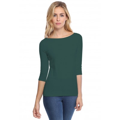 T-shirt col bateau manches 3-4 en modal DOMI04