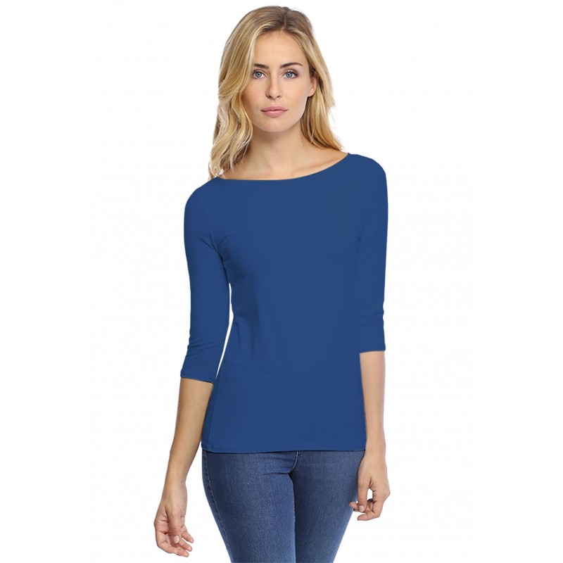T-shirt col bateau manches 3-4 en modal DOMI04 T-shirt col bateau manches 3-4 en modal DOMI04