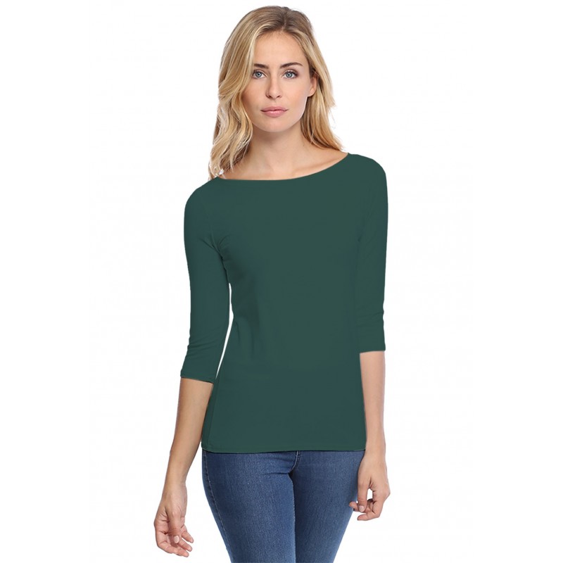 T-shirt col bateau manches longues en modal DOMI05 T-shirt col bateau manches longues en modal DOMI05