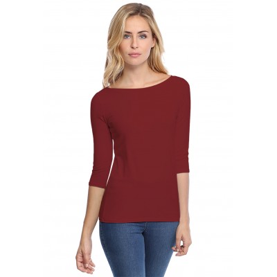 T-shirt col bateau manches longues en modal DOMI05