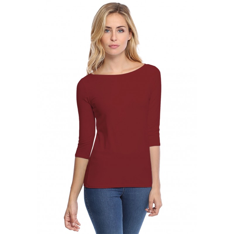 T-shirt col bateau manches longues en modal DOMI05 T-shirt col bateau manches longues en modal DOMI05