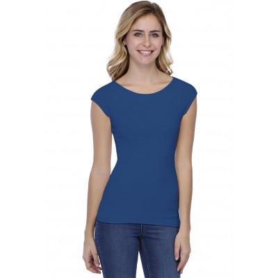 T-shirt col bateau doublé devant manches courtes en modal DORIS02