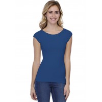 T-shirt col bateau doublé devant manches courtes en modal DORIS02