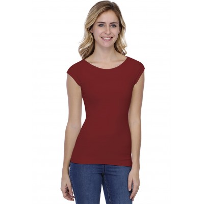 T-shirt col bateau doublé devant manches courtes en modal DORIS02