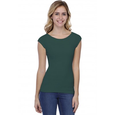 T-shirt col bateau doublé devant manches courtes en modal DORIS02