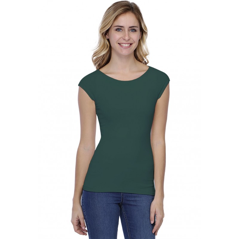 T-shirt col bateau doublé devant manches courtes en modal DORIS02 T-shirt col bateau doublé devant manches courtes en modal DORIS02
