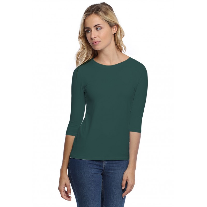 T-shirt coupe droite col ras du cou manches 3-4 en modal SACHA04 T-shirt coupe droite col ras du cou manches 3-4 en modal SACHA04
