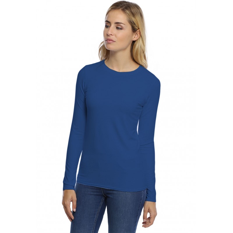T-shirt coupe droite col ras du cou manches longues en modal SACHA05