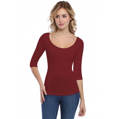 T-shirt avec surpiqures manches 3-4 en modal CATE04