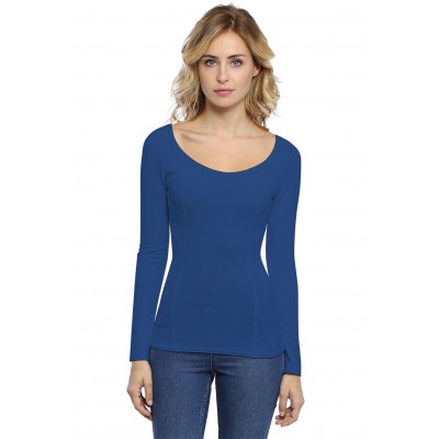 T-shirt avec surpiqures manches longues en modal CATE05