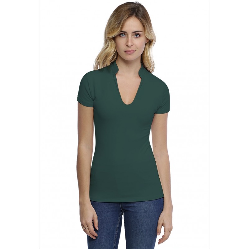 T-shirt col officier manches courtes en modal LOU02 T-shirt col officier manches courtes en modal LOU02