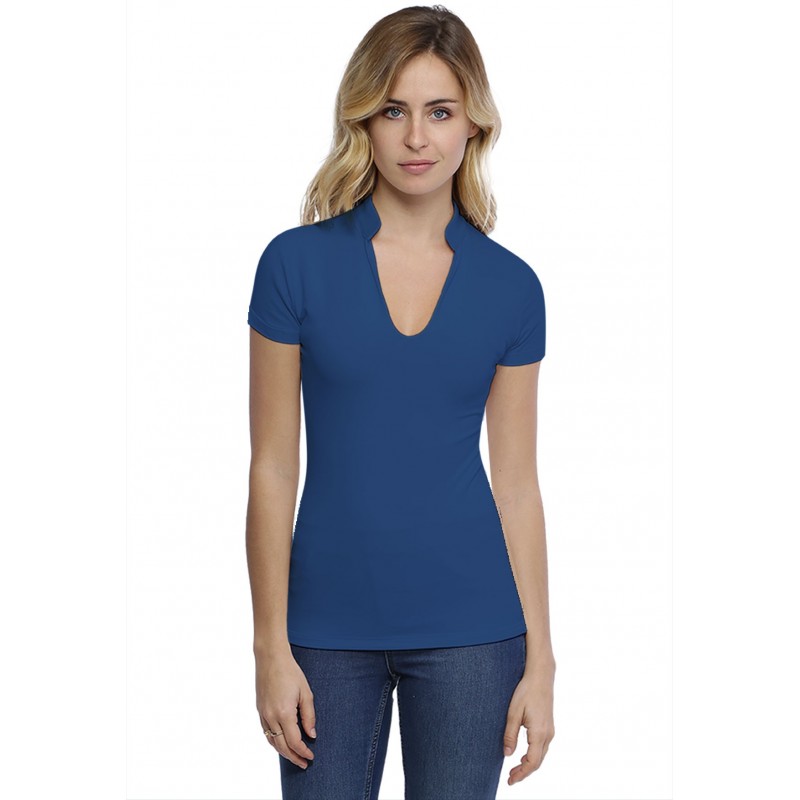 T-shirt col officier manches courtes en modal LOU02 T-shirt col officier manches courtes en modal LOU02