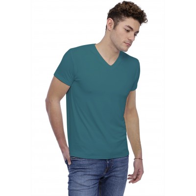 T-shirt col V bande rapportée manches courtes en modal WILL