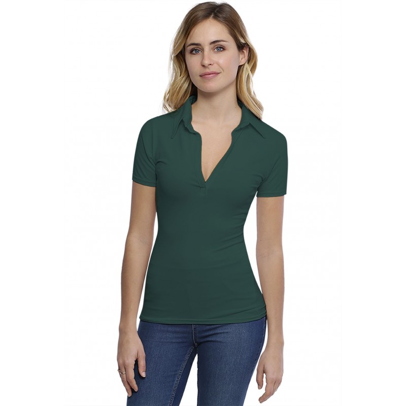 T-shirt col polo manches courtes en modal GLORIA03 T-shirt col polo manches courtes en modal GLORIA03