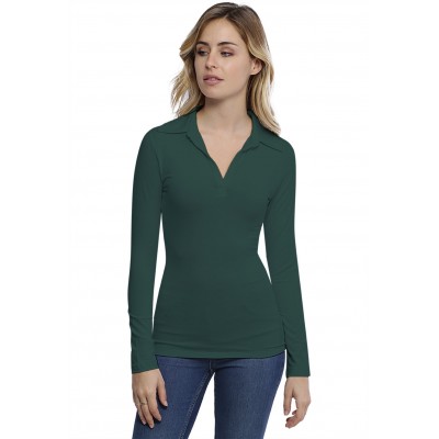 T-shirt col polo manches longues en modal GLORIA05