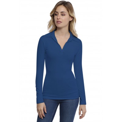 T-shirt col polo manches longues en modal GLORIA05