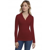 T-shirt col polo manches longues en modal GLORIA05