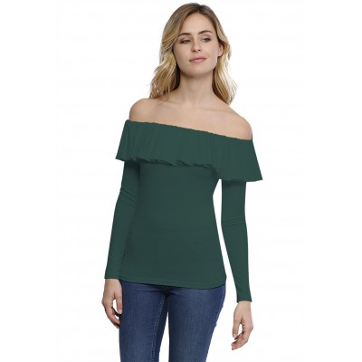T-shirt avec volants et épaules nues en modal DIAZ05