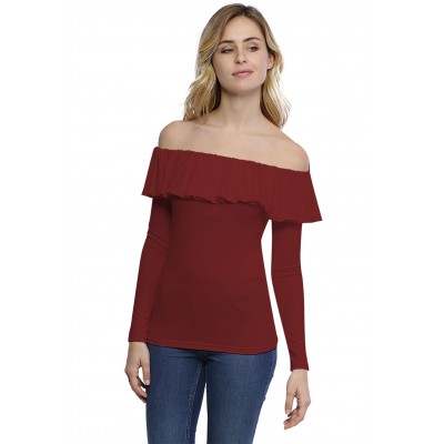 T-shirt avec volants et épaules nues en modal DIAZ05