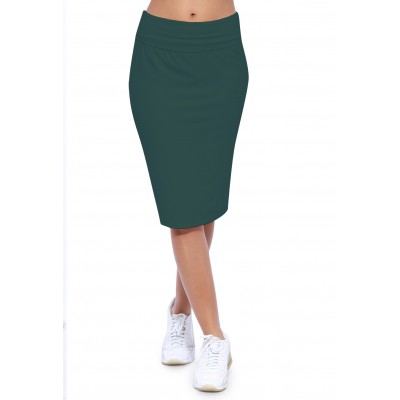 Jupe longueur genoux ceinture large élastique en modal AELIS02