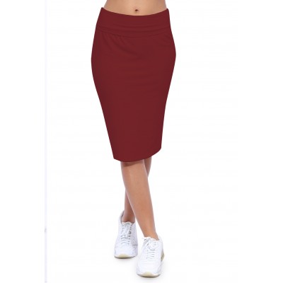 Jupe longueur genoux ceinture large élastique en modal AELIS02