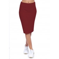 Jupe longueur genoux ceinture large élastique en modal AELIS02